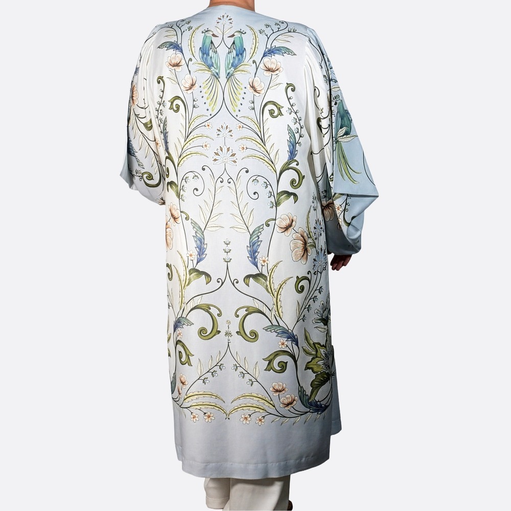 FARM Rio 100% Viscose XL 1X Maxi Kimono Milena Blue Floral Duster Garden Party